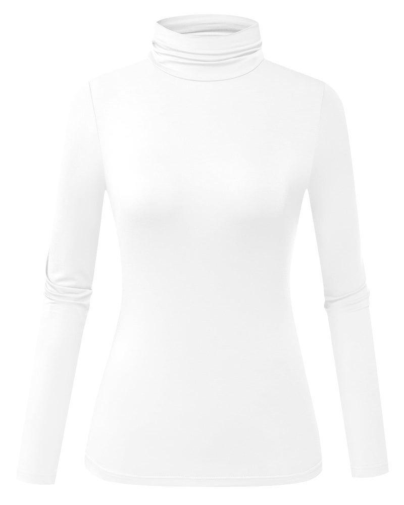 Herou Women's Long Sleeve Lightweight Soft Pullover Turtleneck Tops Shirts White Medium - Image 1